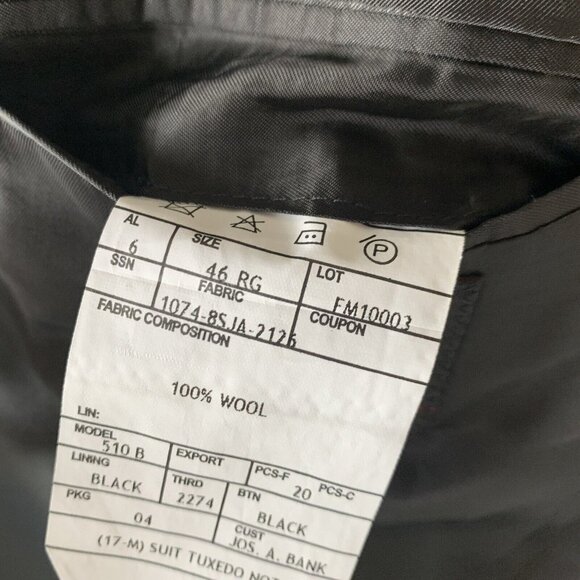 Jos A Bank Taxedo Men’s Size 46 R Wool‎ Signature Collection Notch Lapel Blazer - Picture 6 of 16